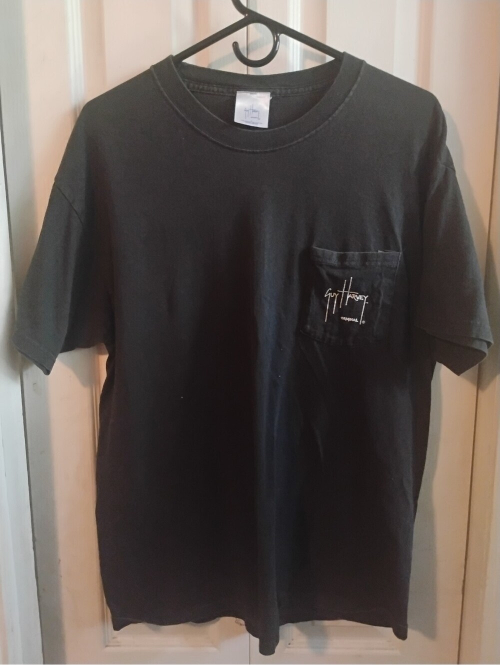 Vintage Guy Harvey Original Black Pocket T-Shirt Size Large Snook Tarpon Fish